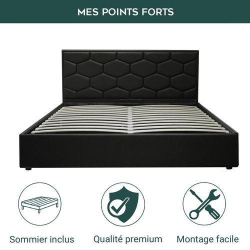 Lit Coffre Clémentine Deluxe : Tissu Et Sommier à Lattes - 200x200 Cm