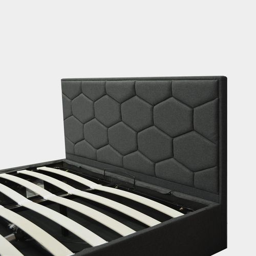 Lit Coffre Clémentine Deluxe : Tissu Et Sommier à Lattes - 200x200 Cm