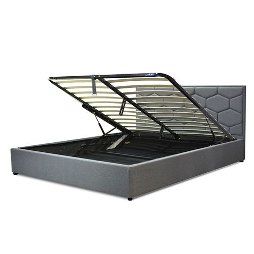 Lit Coffre Clémentine Deluxe : Tissu Et Sommier à Lattes - 140x190 Cm