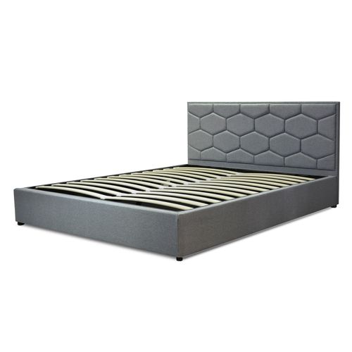 Lit Coffre Clémentine Deluxe : Tissu Et Sommier à Lattes - 200x200 Cm