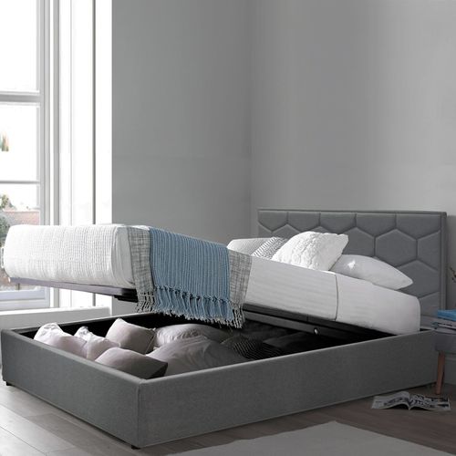 Lit Coffre Clémentine Deluxe : Tissu Et Sommier à Lattes - 200x200 Cm