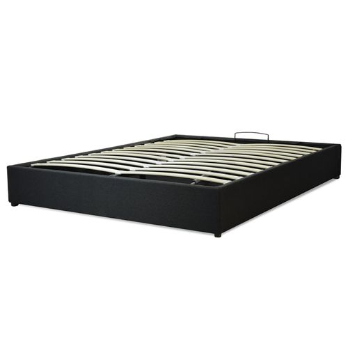 Lit Vegas Gris 180x200 - Coffre De Rangement - Design Et Moderne - Tissu Et Sommier à Lattes En Bois