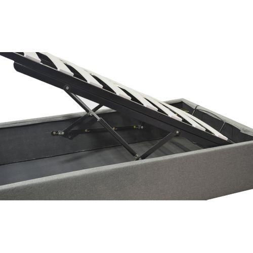 Lit Vegas Gris 180x200 - Coffre De Rangement - Design Et Moderne - Tissu Et Sommier à Lattes En Bois