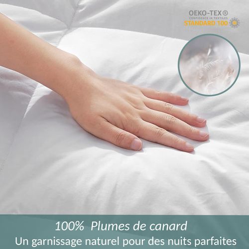 Couette Chaude 140x200cm Plume - 100% Plumes Naturelles De Canard, Garnissage 500g/m2