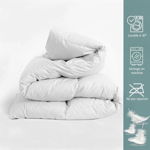 Couette Chaude 200x200cm Plume - 100% Plumes Naturelles De Canard, Garnissage 500g/m2