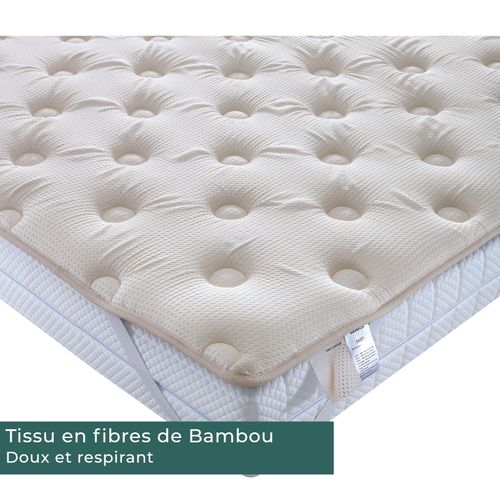 Surmatelas 180x200 Cm Bamboo Relax - Mémoire De Forme Et Latex - 7 Zones De Confort