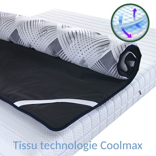 Surmatelas 180x200 Cm Everest Rafraîchissant - Mémoire De Forme - Tissu Cool Fabric