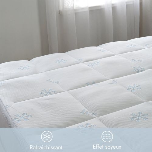 Surmatelas Été 160 X 200 Cm- 100% Microfibre - Tissu Ice Cool Rafraîchissant