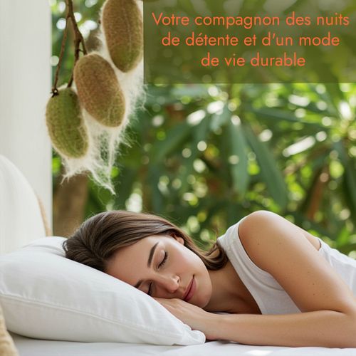 Oreiller Kapok 40 X 70 Cm : Ultra Moelleux, Résistant Et Respirant - Organique - Housse En Coton