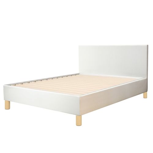 Lit 180x200 Cm Colisée Avec Tête De Lit - Robuste Et Confortable - Simili Cuir - Blanc