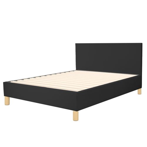 Lit 180x200 Cm Colisée Avec Tête De Lit - Robuste Et Confortable - Simili Cuir - Noir