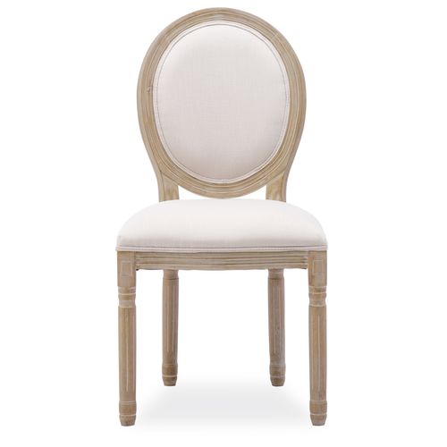 Lot De 6 Chaises Médaillon Louis Xvi Tissu Beige
