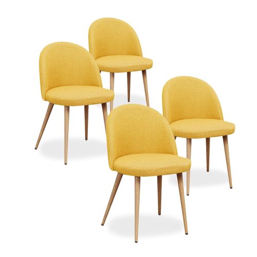 Lot De 4 Chaises Scandinaves Cecilia Tissu Jaune