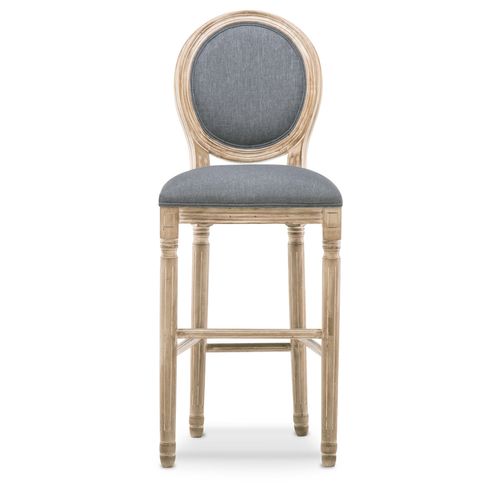 Lot De 2 Chaises De Bar Médaillon Louis Xvi Tissu Gris