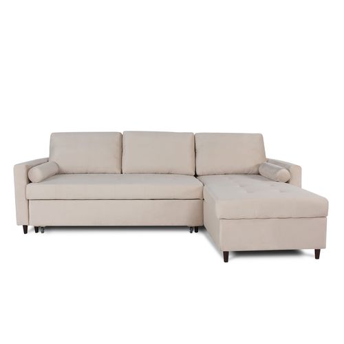 Canapé D'angle Convertible Réversible Claudio En Velours Beige