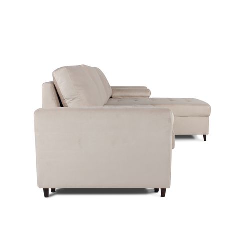 Canapé D'angle Convertible Réversible Claudio En Velours Beige