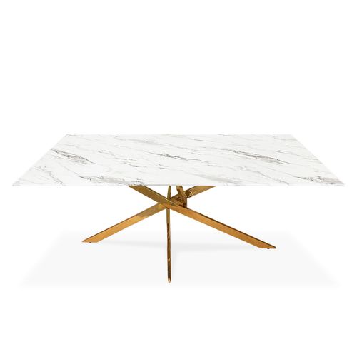 Table Rectangulaire En Verre Effet Marbre Et Pieds Doré Jodie
