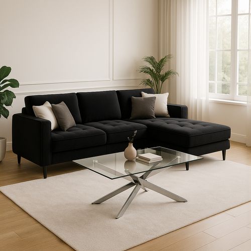 Table Basse Rectangulaire En Verre Et Pied Chromé Alix