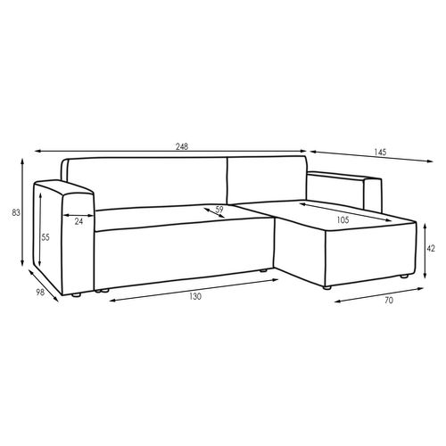 Canapé D'angle Convertible Réversible Lorenzo En Velours Côtelé Noir