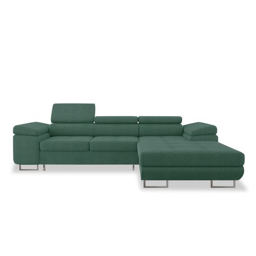 Canapé D'angle Droit Convertible Alphonso Velours Côtelé Vert