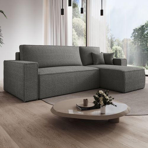 Canapé D'angle Convertible Réversible Lorenzo Bouclette Gris