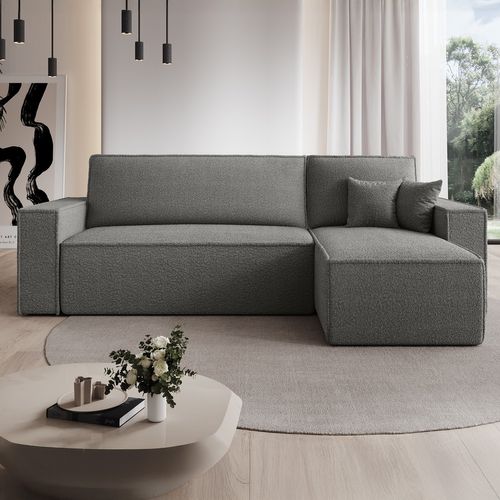 Canapé D'angle Convertible Réversible Lorenzo Bouclette Gris
