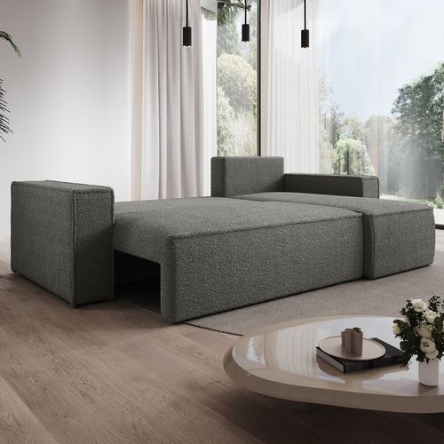 Canapé D'angle Convertible Réversible Lorenzo Bouclette Gris
