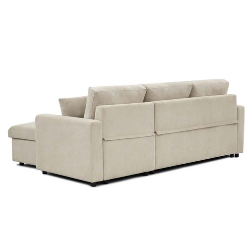 Canapé D'angle Convertible Rico Velours Côtelé Beige