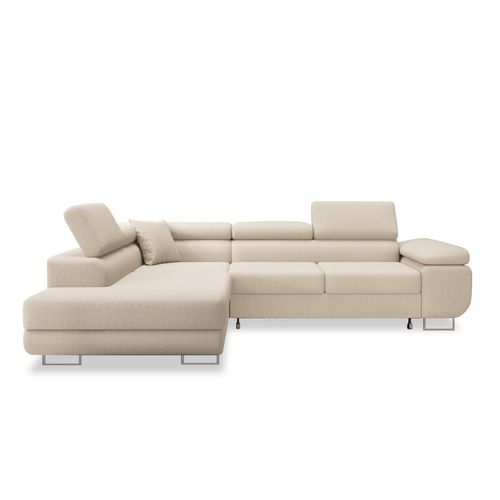 Canapé D'angle Gauche Convertible Marius Bouclette Beige