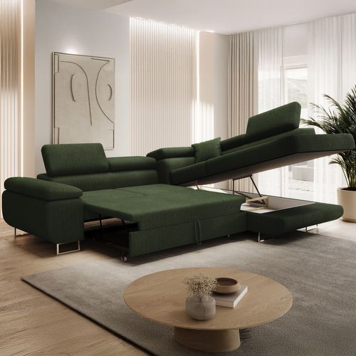 Canapé D'angle Droit Convertible Marius Bouclette Kaki