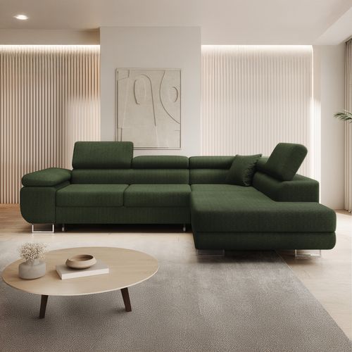 Canapé D'angle Droit Convertible Marius Bouclette Kaki