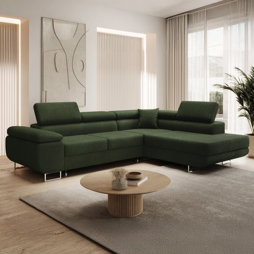 Canapé D'angle Droit Convertible Marius Bouclette Kaki