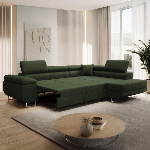 Canapé D'angle Droit Convertible Marius Bouclette Kaki