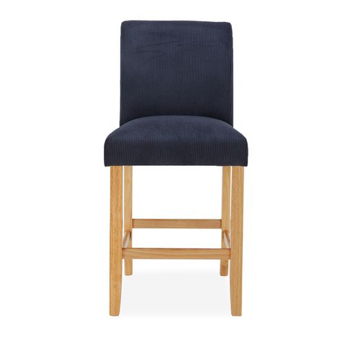 Lot De 2 Chaises De Bar En Bois Rosie Velours Côtelé Noir - H65cm