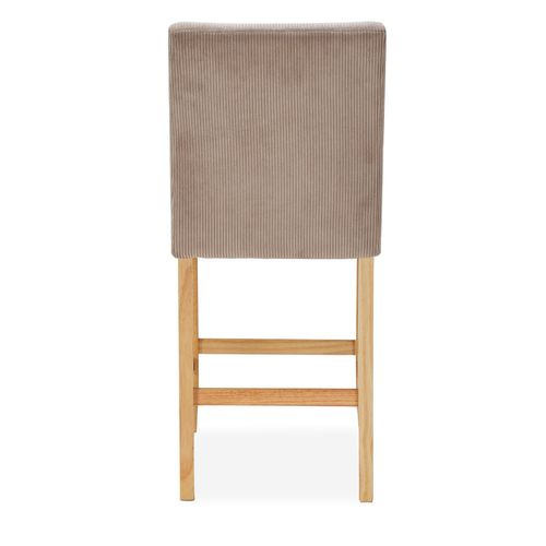 Lot de 4 chaises de bar en bois Rosie velours côtelé Taupe - H65cm
