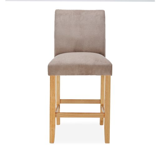 Lot de 4 chaises de bar en bois Rosie velours côtelé Taupe - H65cm