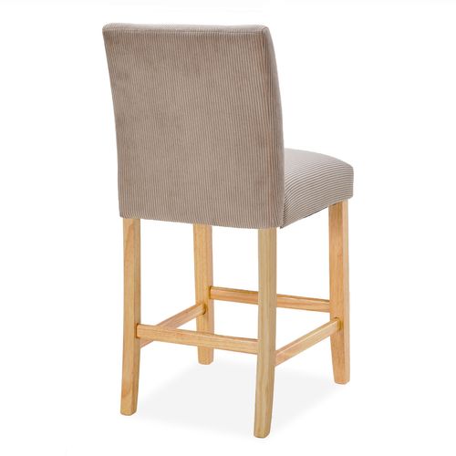Lot de 4 chaises de bar en bois Rosie velours côtelé Taupe - H65cm