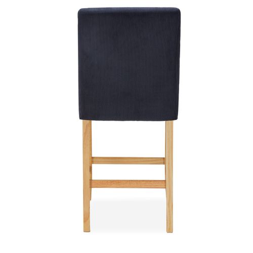 Lot de 4 chaises de bar en bois Rosie velours côtelé Noir - H65cm