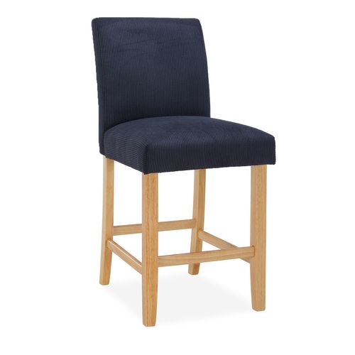 Lot de 4 chaises de bar en bois Rosie velours côtelé Noir - H65cm
