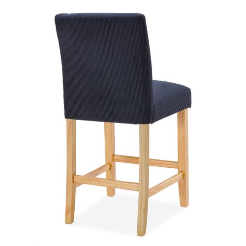 Lot de 4 chaises de bar en bois Rosie velours côtelé Noir - H65cm
