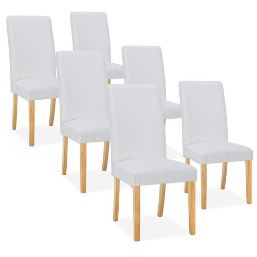 Lot de 6 chaises Rosie velours côtelé Blanc