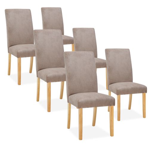 Lot de 6 chaises Rosie velours côtelé Taupe