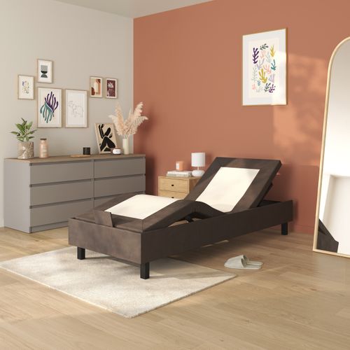 Sommier relaxation 80x200 cm EPEDA ZEN PU chocolat