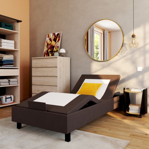 Sommier relaxation 90x200 cm EPEDA ZEN PU chocolat