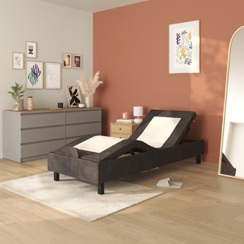 Sommier relaxation 80x200 cm EPEDA ZEN microfibre gris nuage