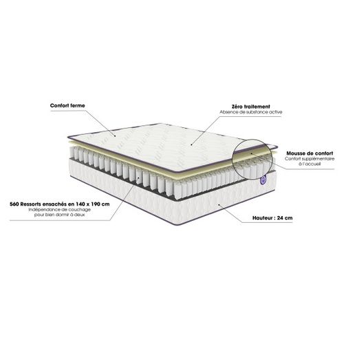 Matelas Merinos Morning Routine - 580 Ressorts Ensachés 90x190