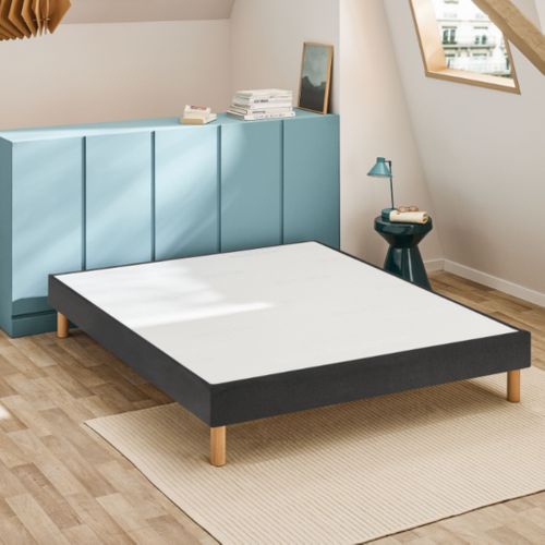 Sommier Déco Tapissier Vigoroso Gris Fumé 140x200