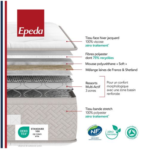 Matelas Epeda L'échappée - Ressorts Multi-actif 140x190