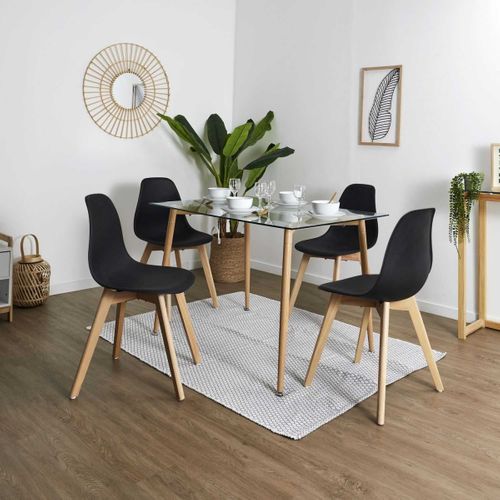 Lot De 4 Chaises Scandinaves Noires - Melya