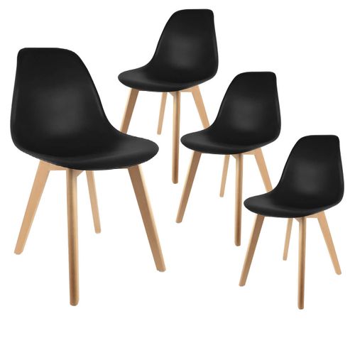 Lot De 4 Chaises Scandinaves Noires - Melya